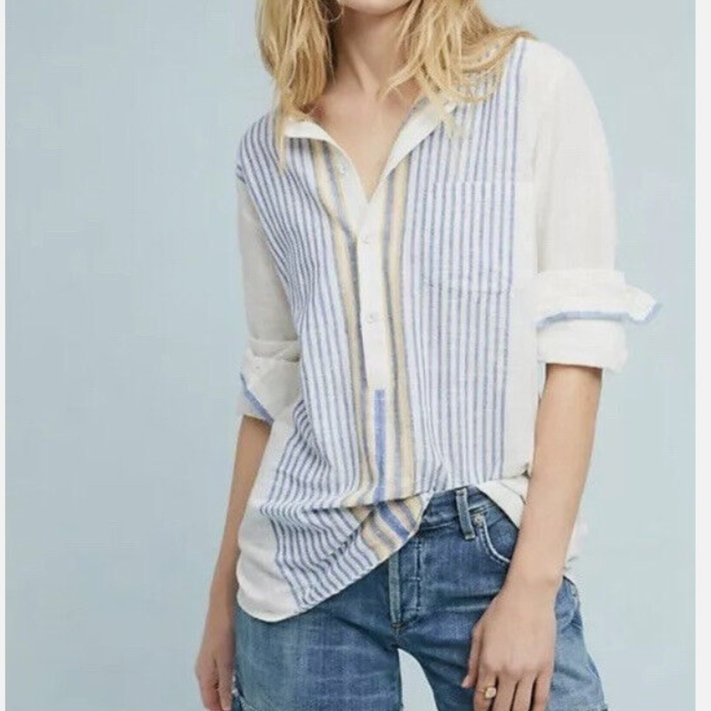 NWT Anthropologie AISH Plaza Striped Tunic Blouse Size XS Z334-53